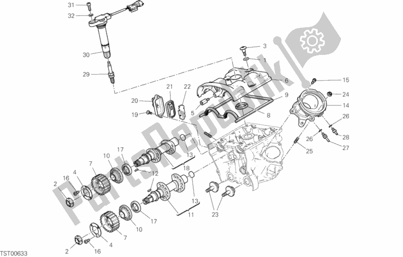 All parts for the Vertical Cylinder Head - Timing of the Ducati Hypermotard 950 SP USA 2020